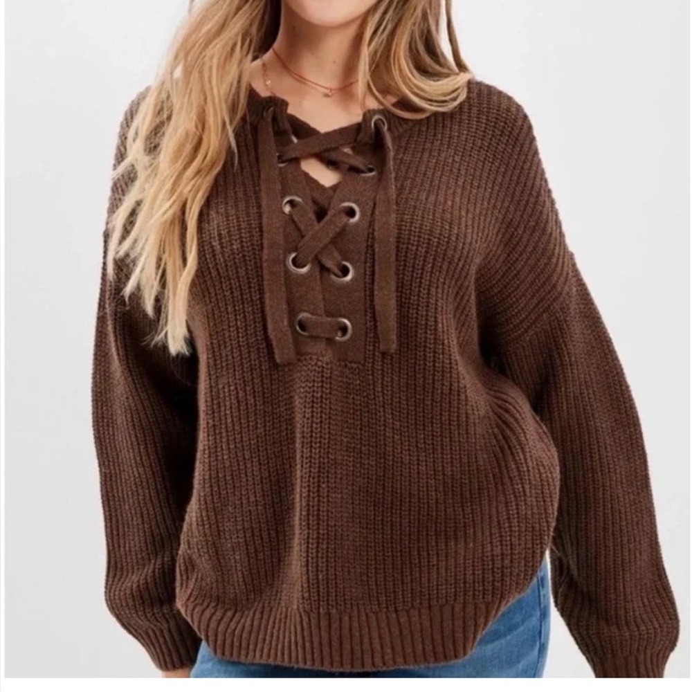 American Eagle Waffle Knit Oversized Sweater